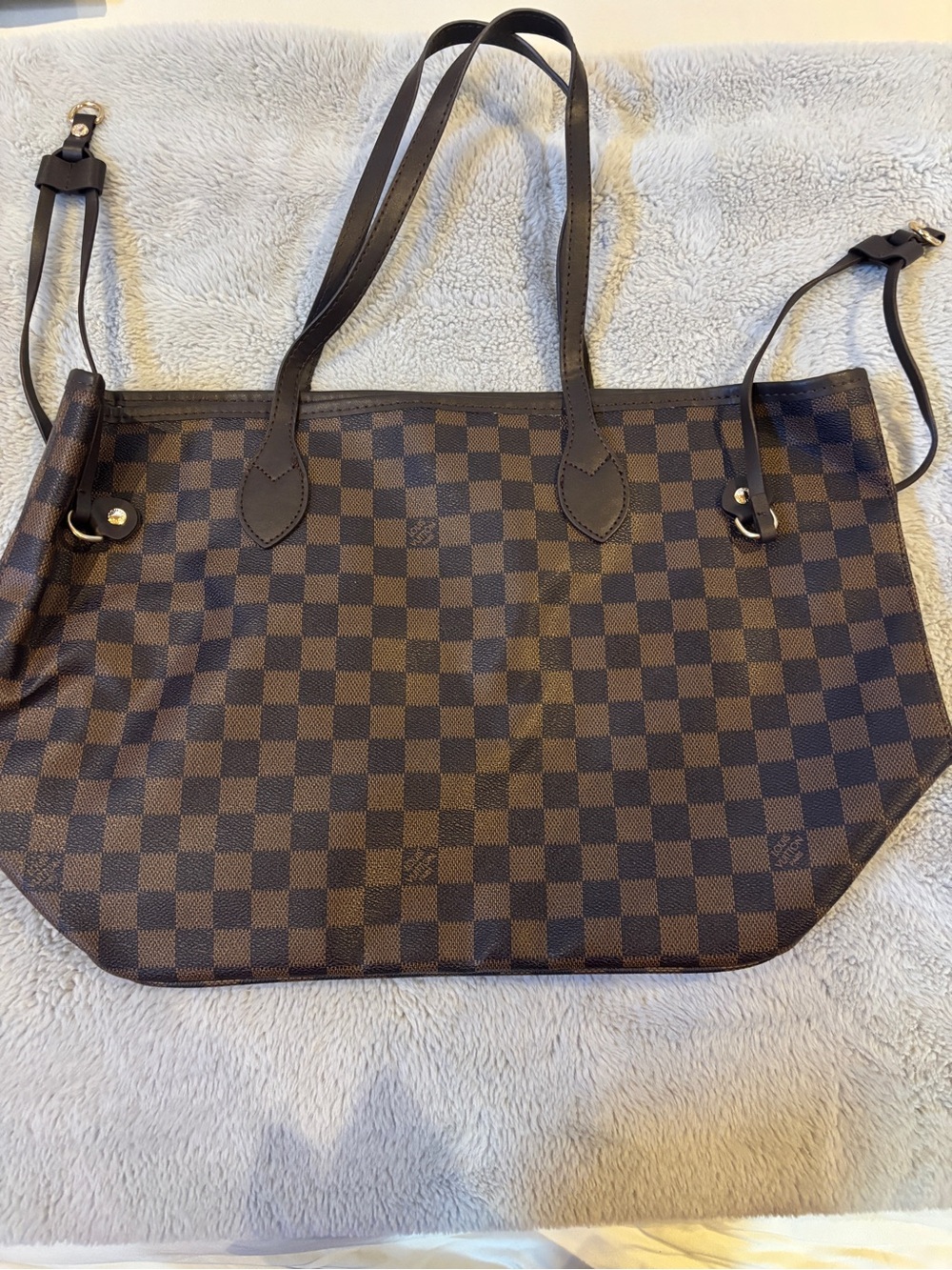 Louis Vuitton never full Brown Checkered Tote Bag with Adjustable Straps